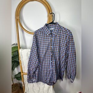 Mens Oliver Ridley Blue Plaid Collard Button Down sz L